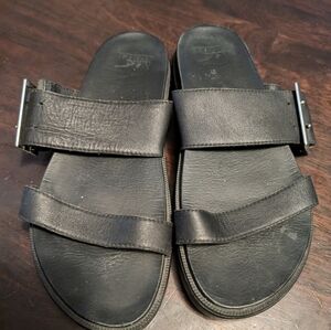 Sorel Sandals, Women's 6.  Adjustable Strap Buckle. Black w/ Silver Buckle.